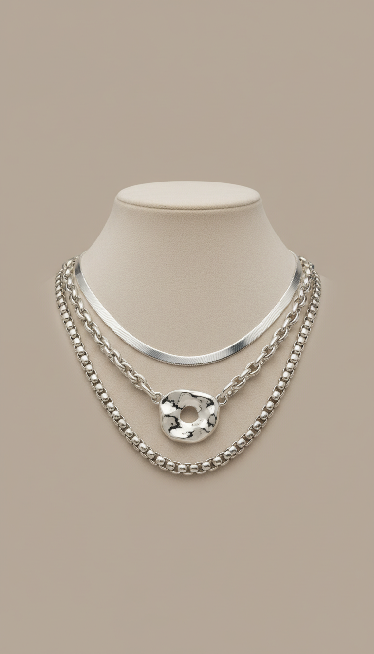 Chunky Sterling Silver Layered Necklace