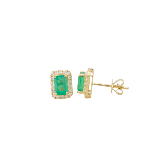Diamond Emerald Stud Earrings