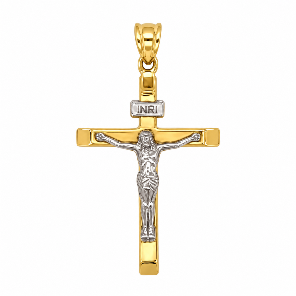 Bicolor Cross Pendant 18K 36mm x 19mm 1.8G