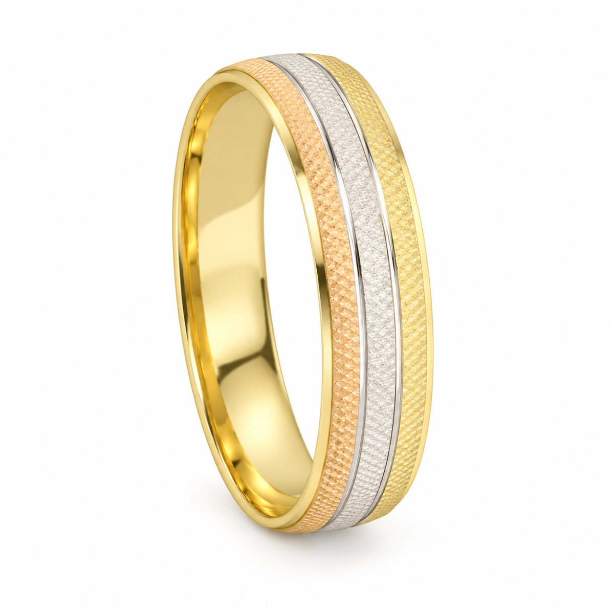 Three Colors Wedding Band 18k