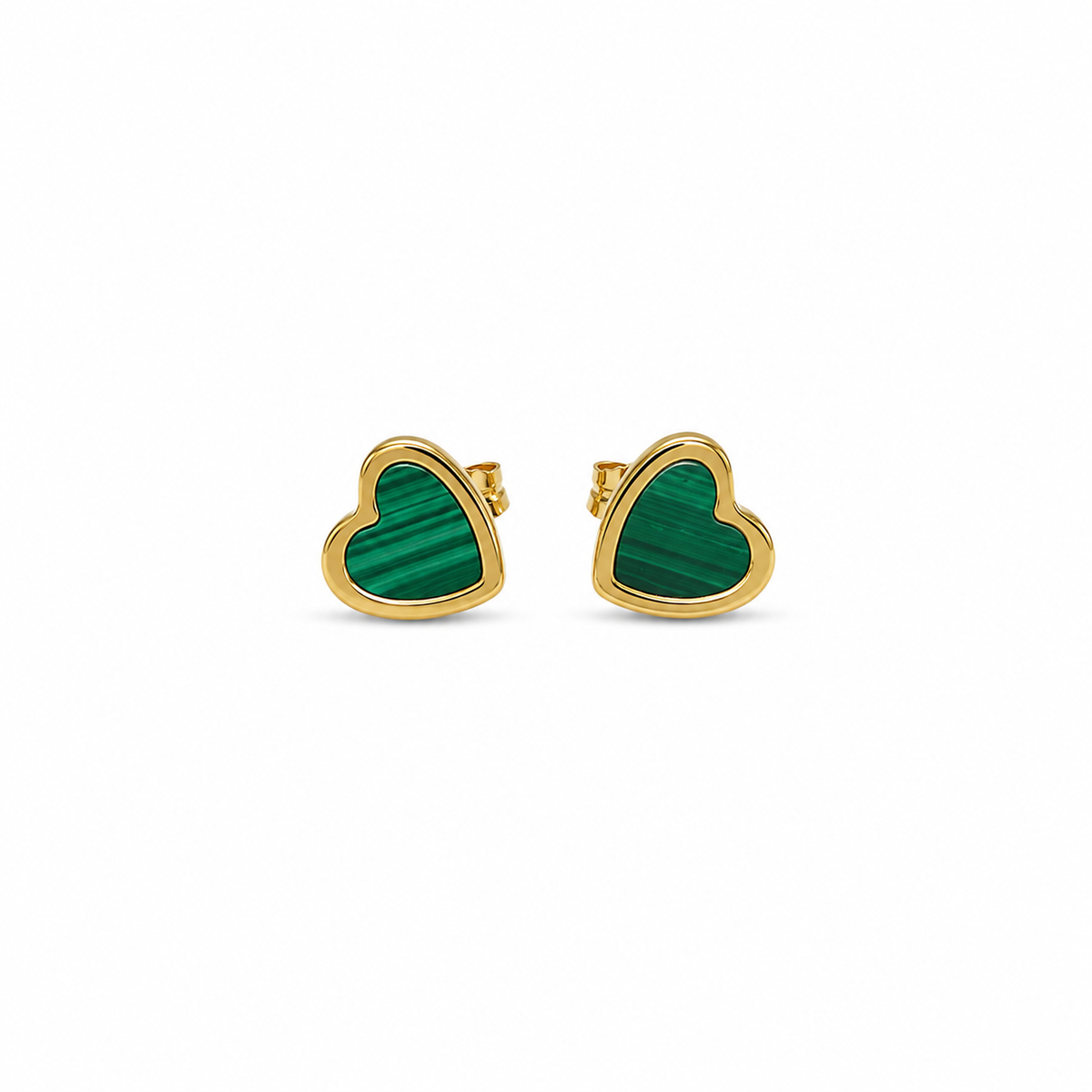 Malachite Stone Heart Stud Earrings