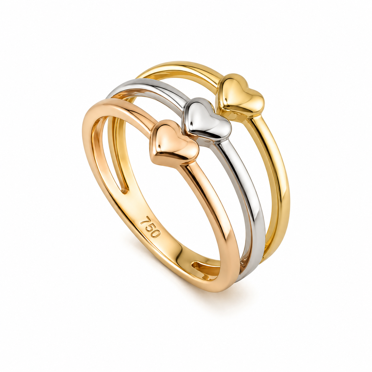 3 Colors Heart Ring