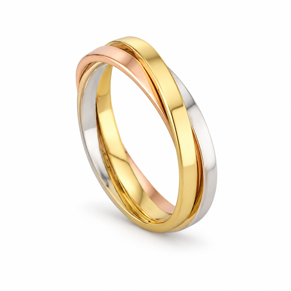 3 Colors Twisted Wedding Ring 14k