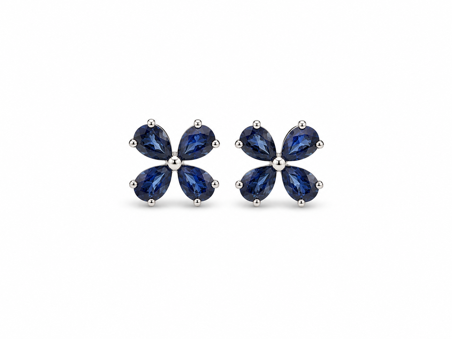 Sapphire Flower Stud Earrings