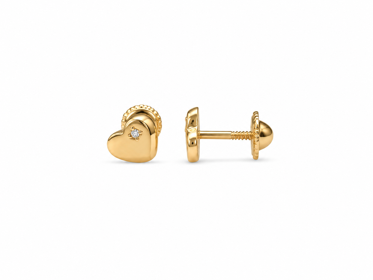 Diamond Heart Stud Earrings