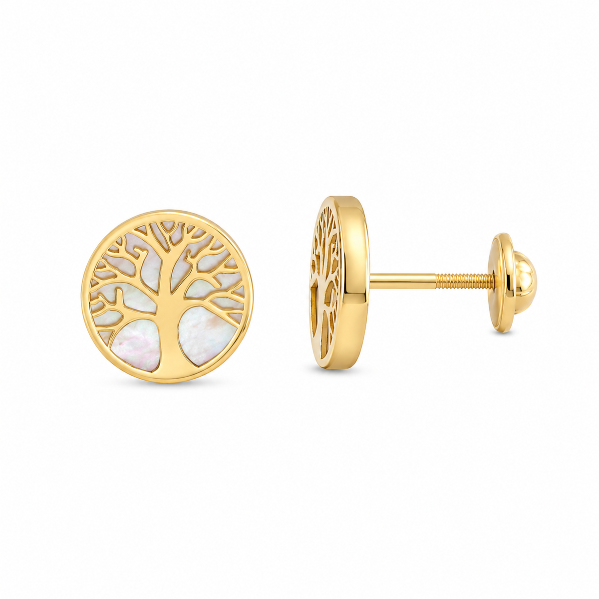 Tree of Life Pearl Stud Earrings