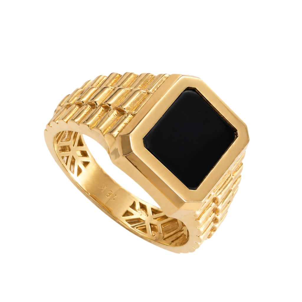 Square Black Ring 18k