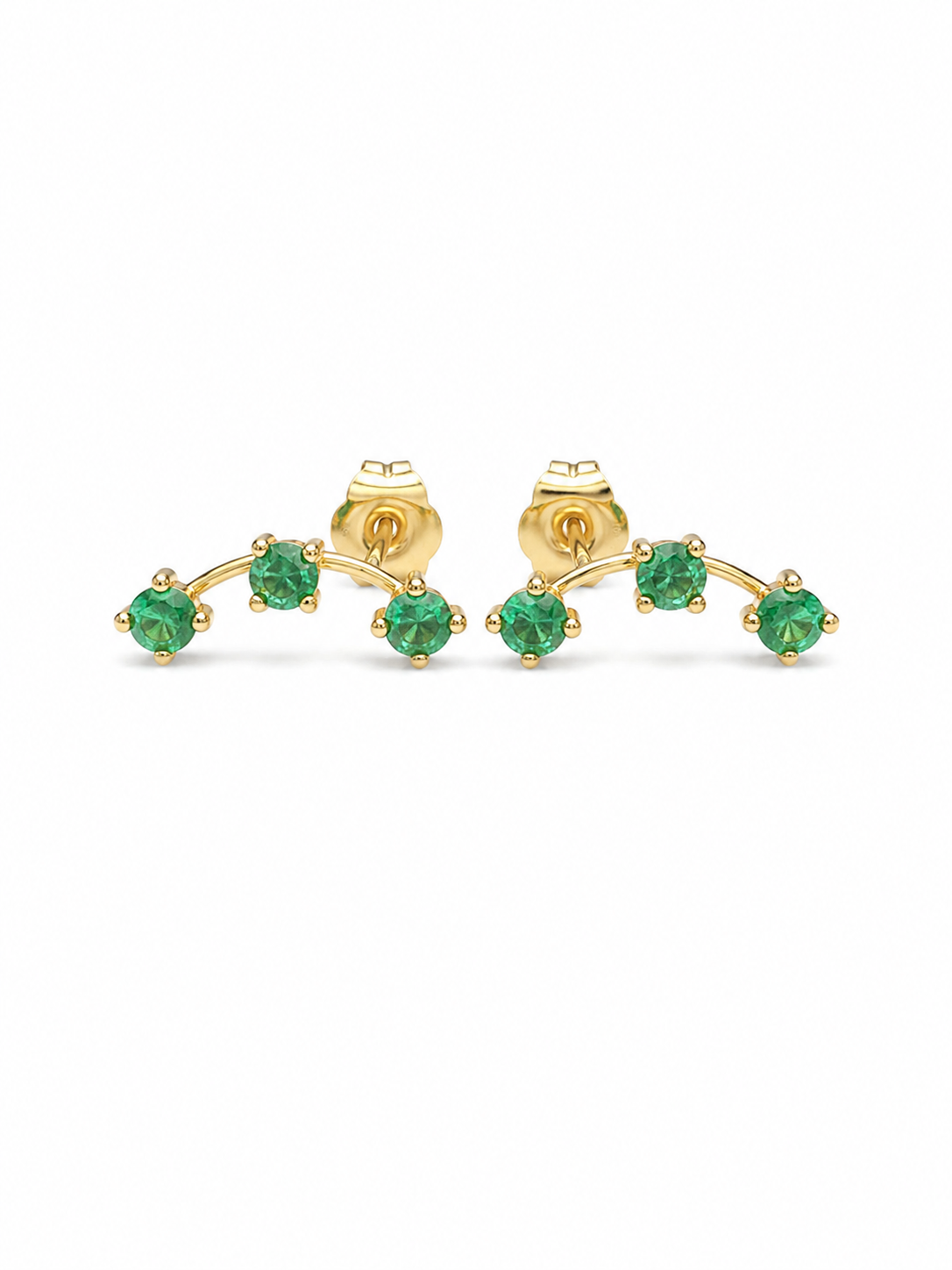 Three Emerald Stud Earrings