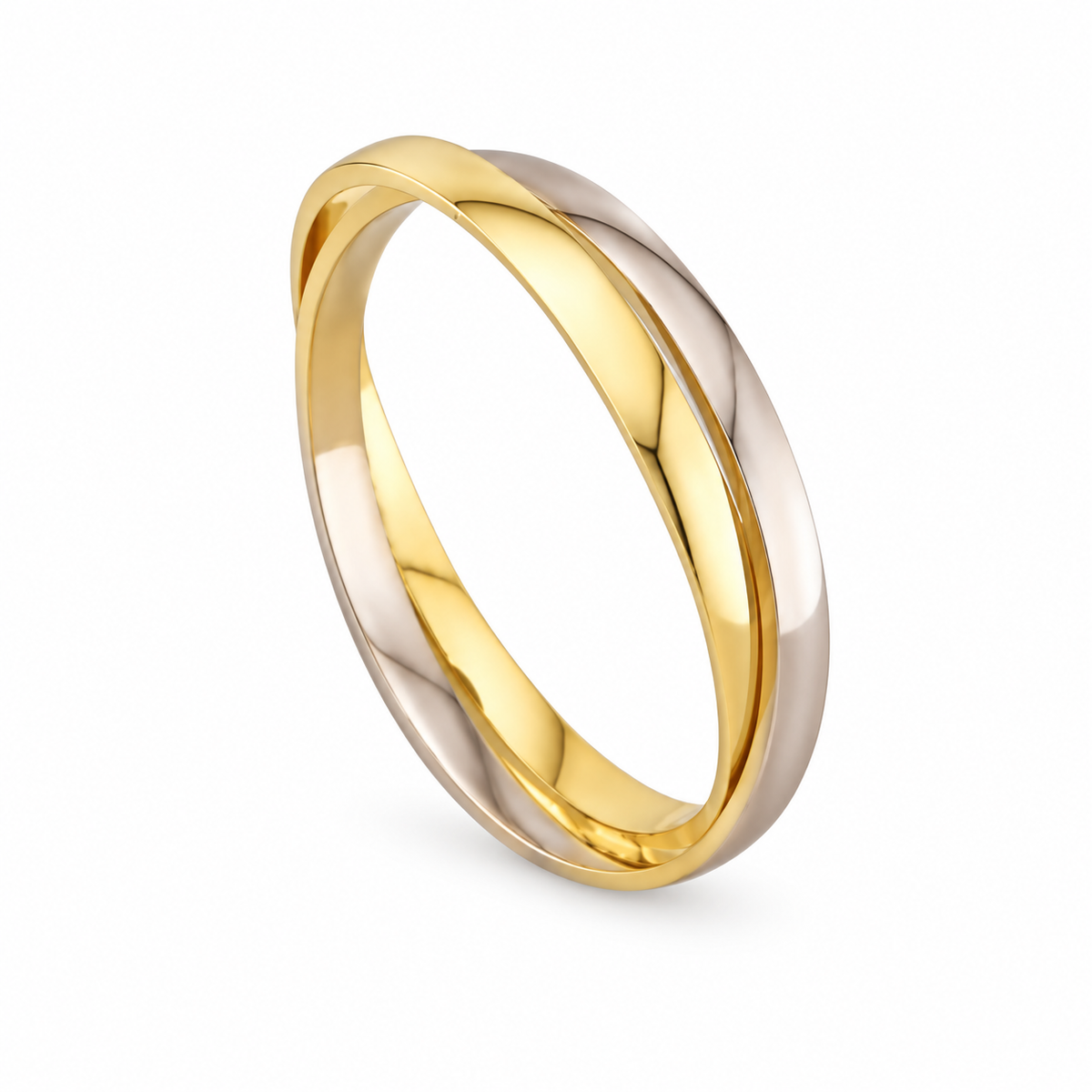 Bicolor Wedding Band 14k