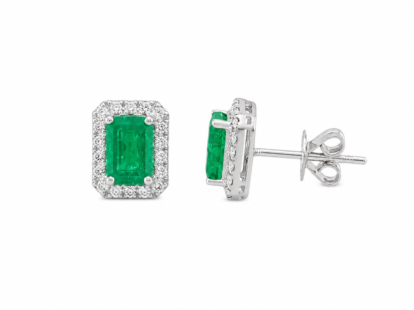 Diamond Emerald Stud Earrings