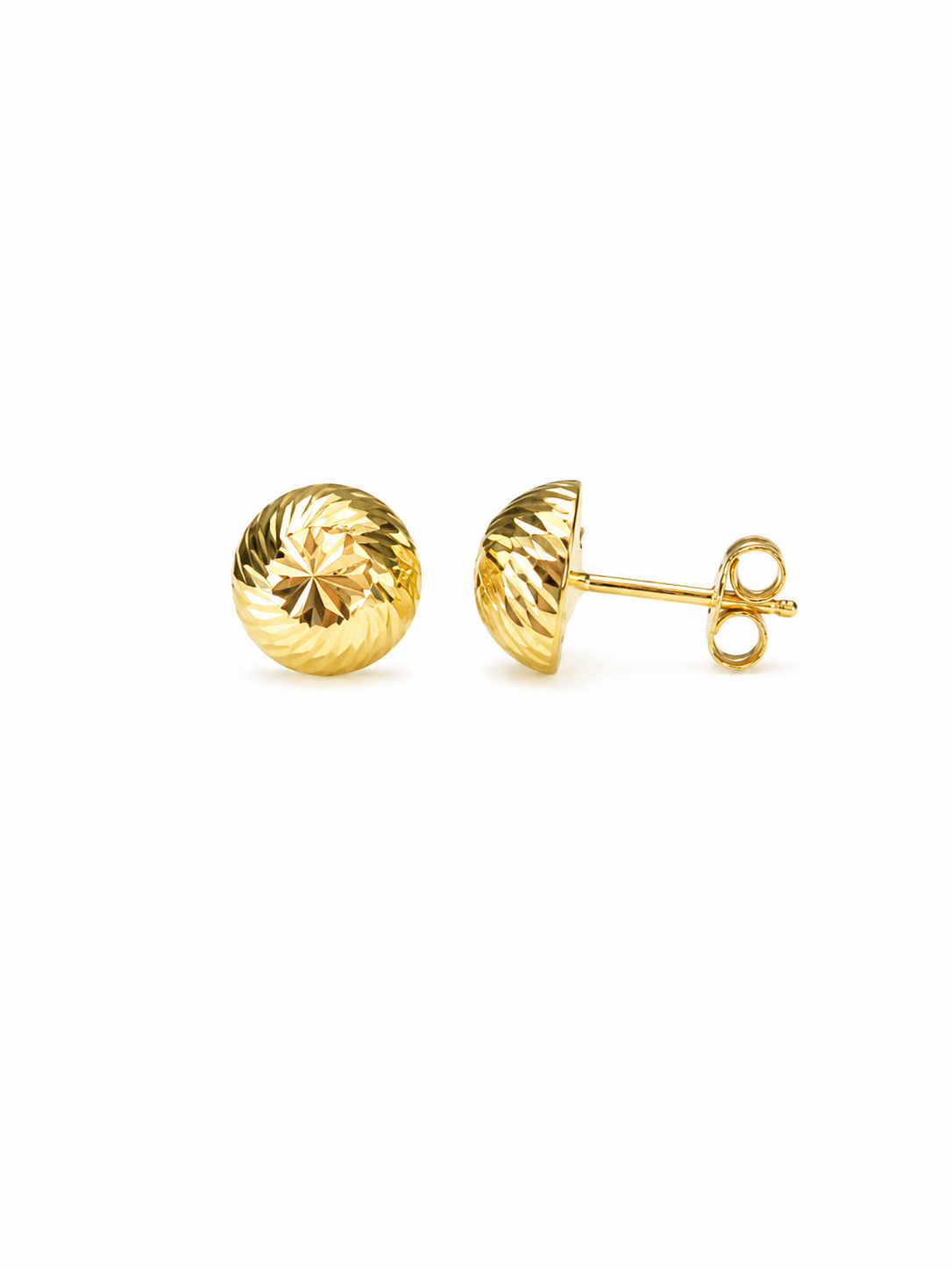 Diamond Cut Half Balls Stud Earrings