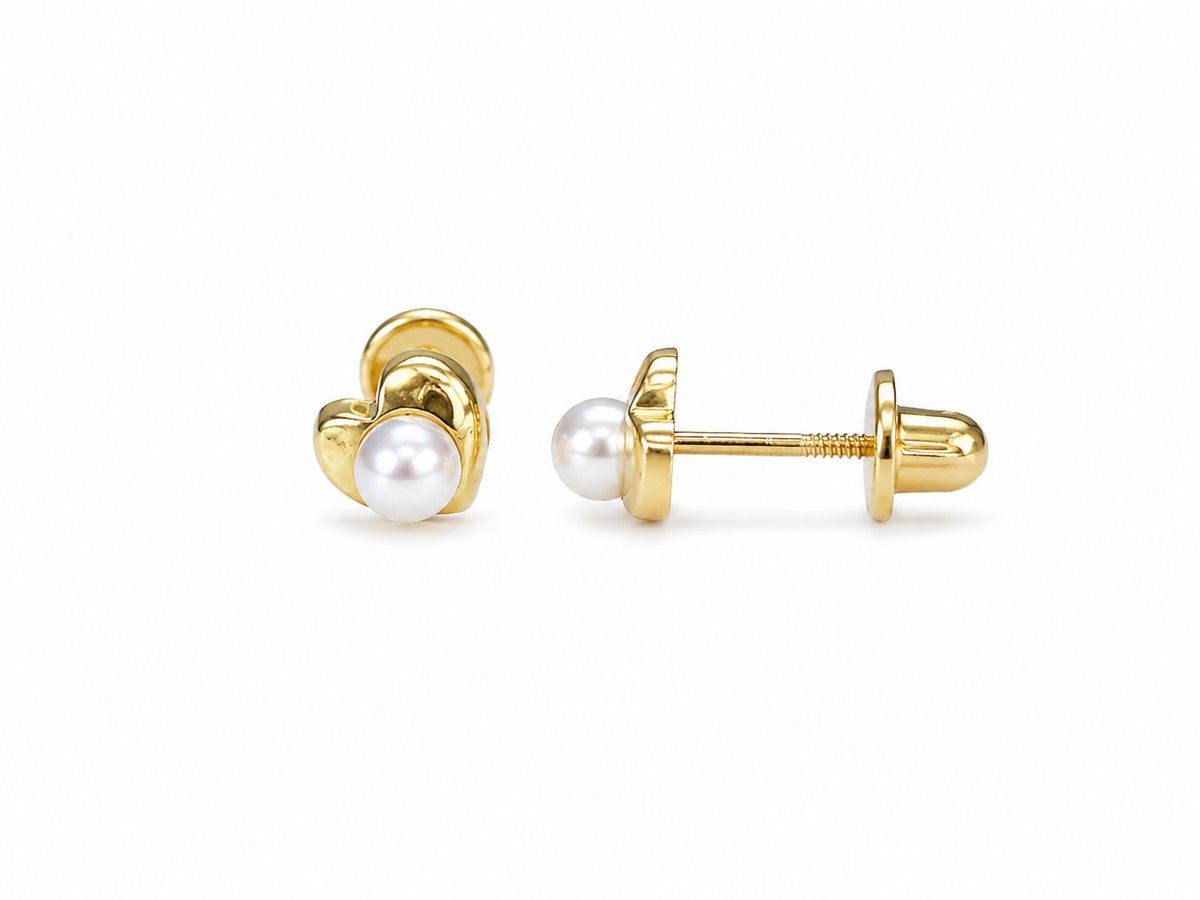 Heart of Pearl Stud Earrings