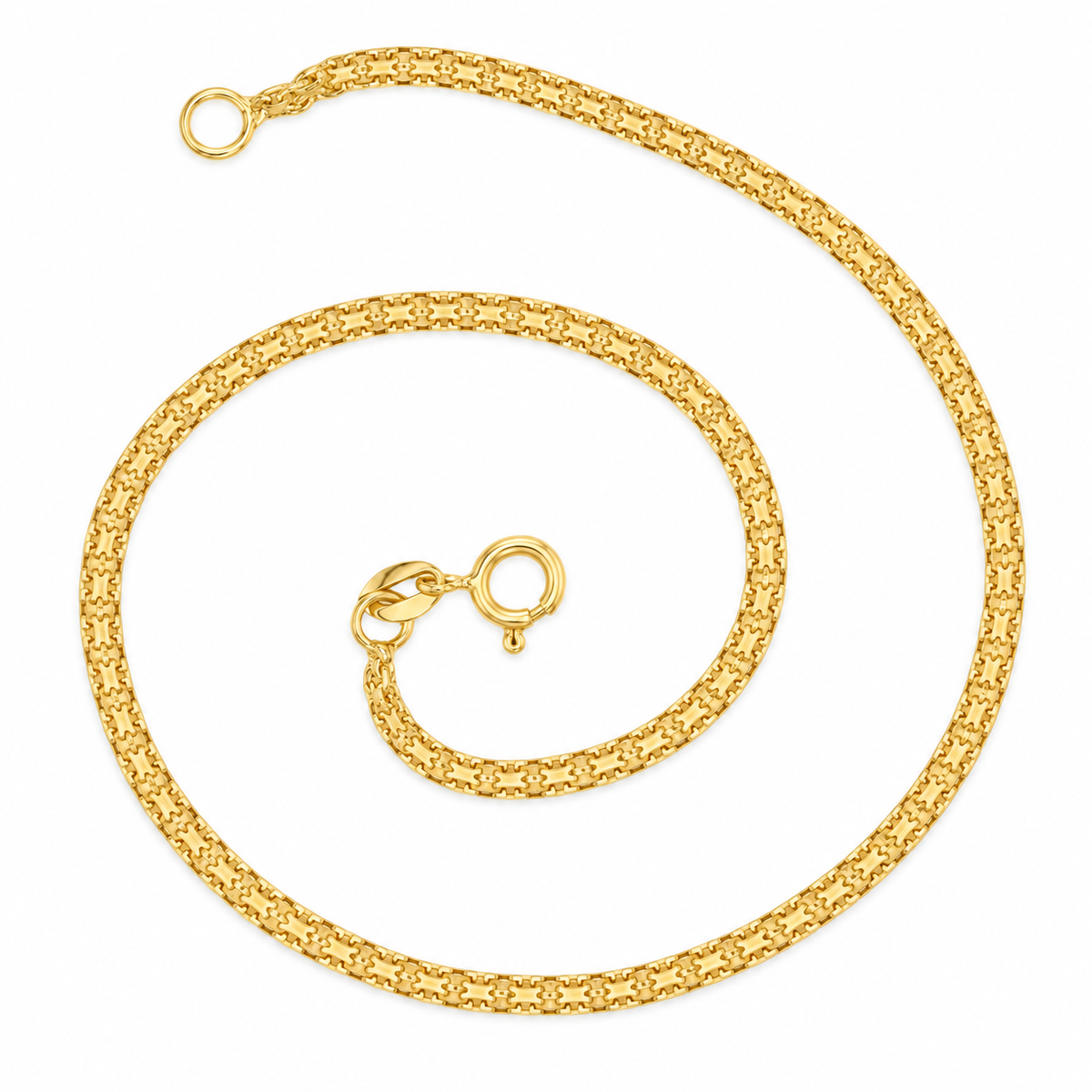 Bismark Link Ankle 18K Italian Gold Size 9.5in x 2.7mm Weight 2.6G