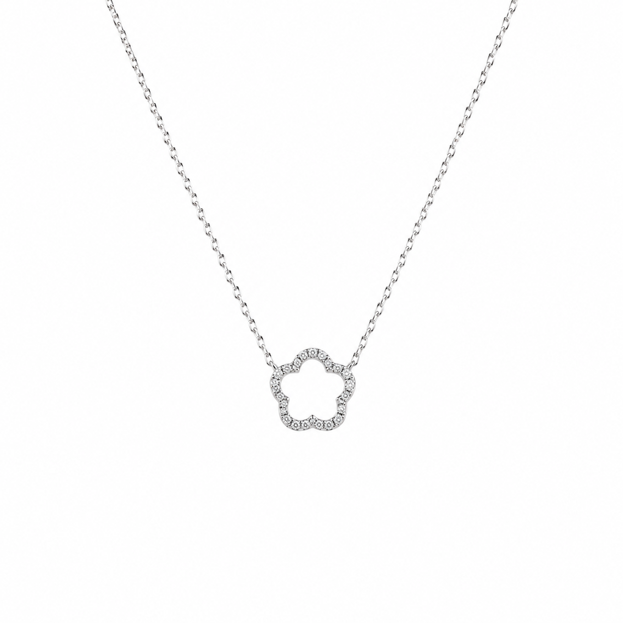 White Diamond Single Flower Necklace