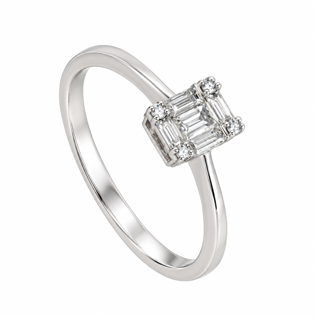 Squared  Engagement Diamond Ring