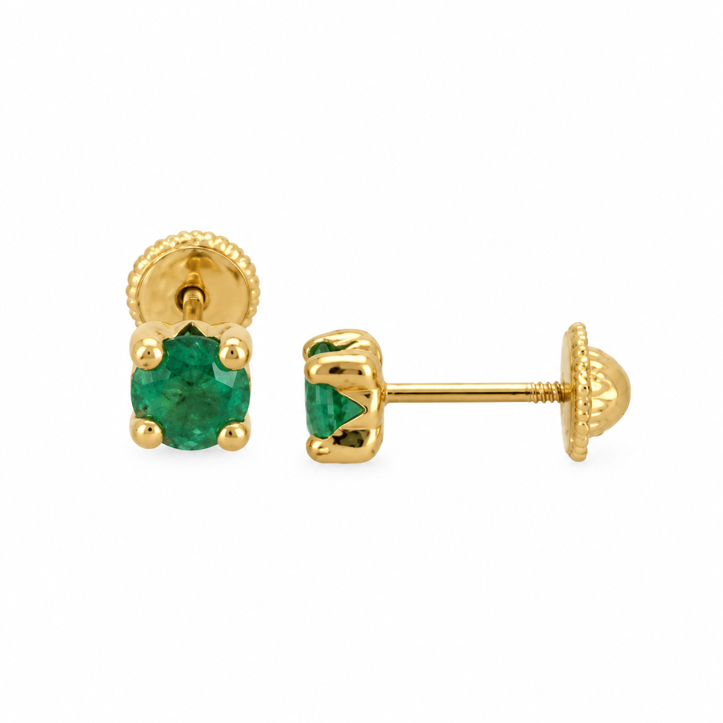 Emerald Flower Studs 18K