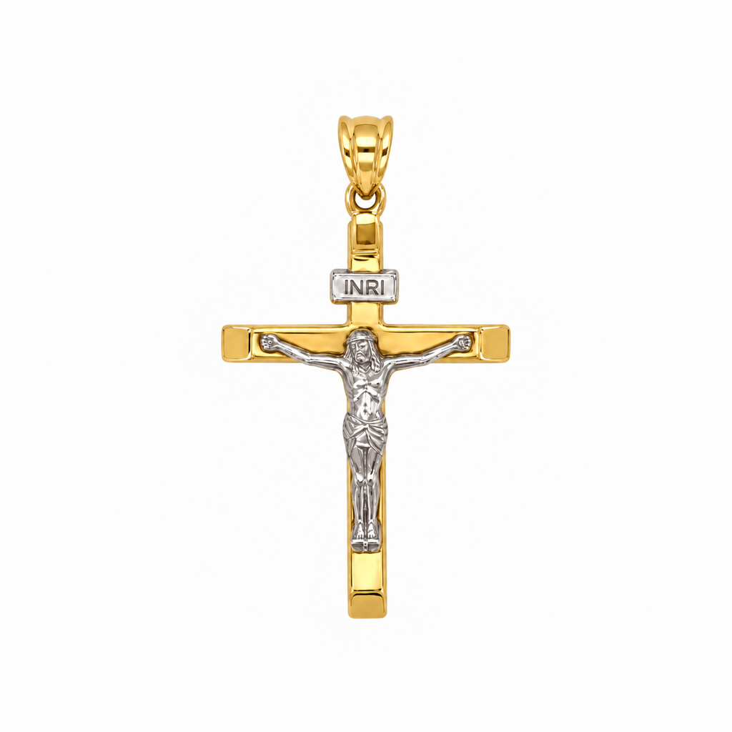 Bicolor Cross Pendant 18K