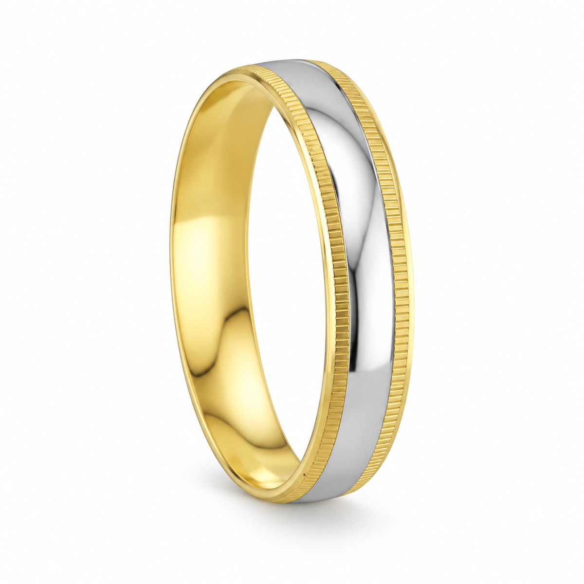 Bicolor Wedding Band 14k
