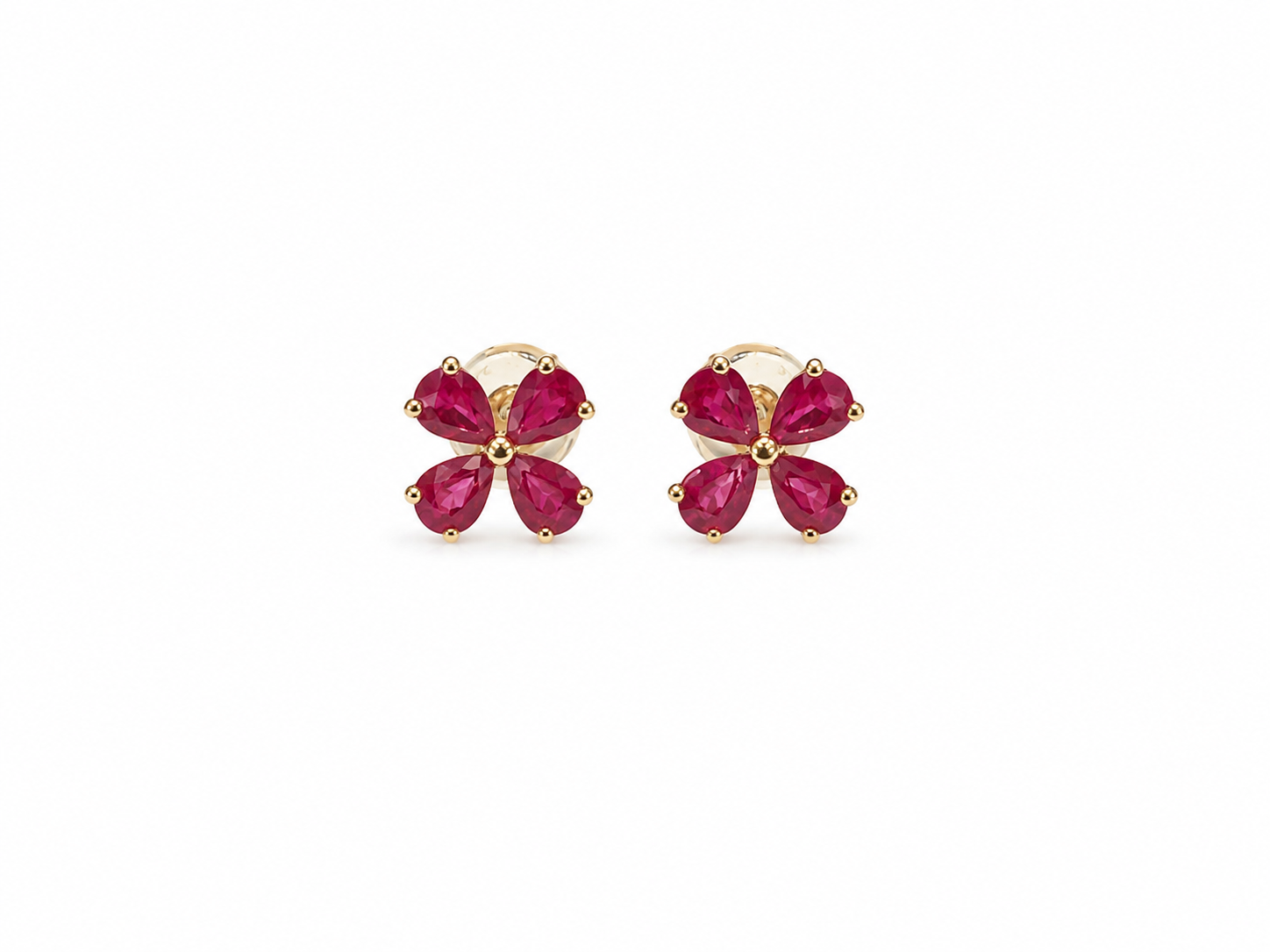 Ruby Flower Stud Earrings