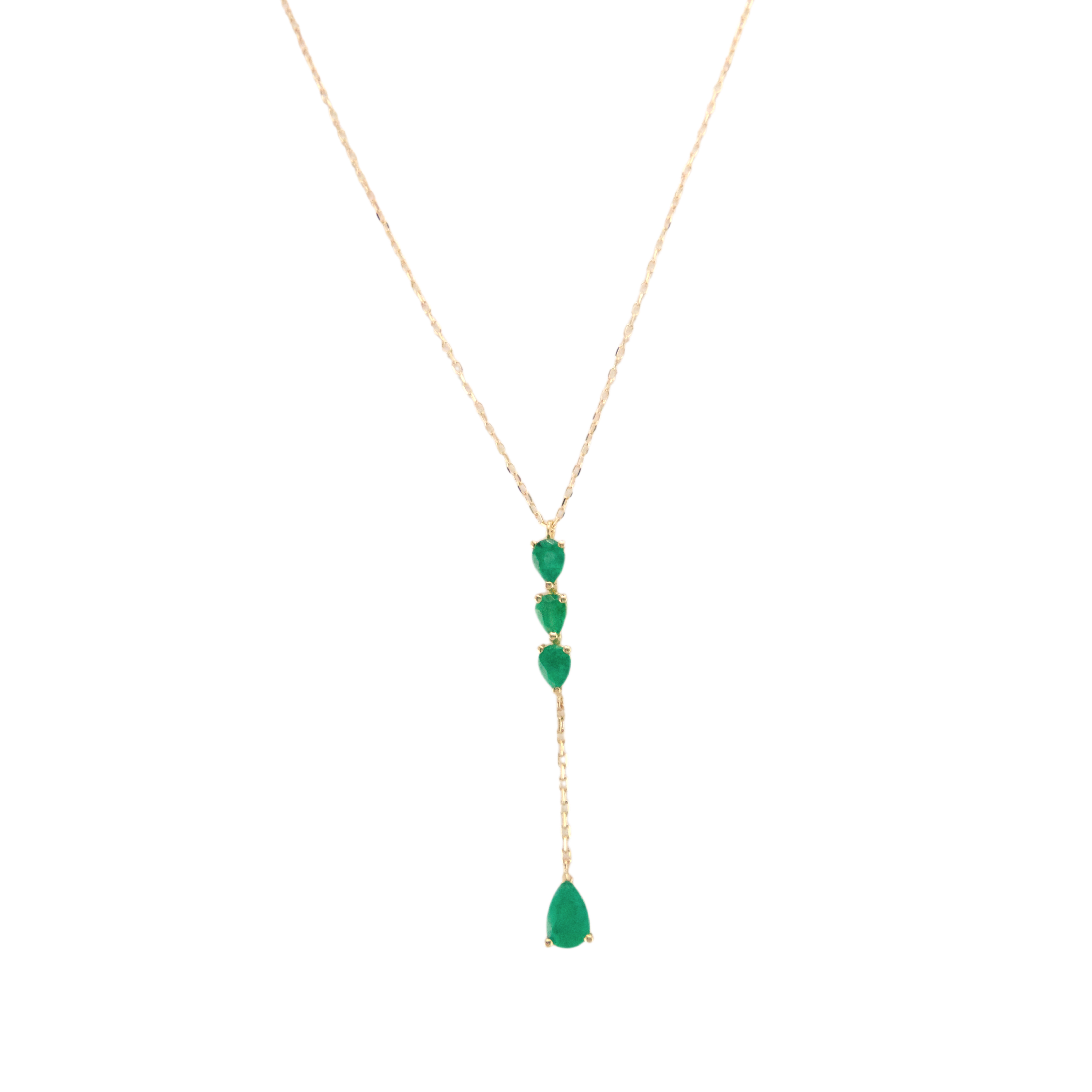 Emerald Necklace 18K Size 16/18 in Adjustable Weight P376
