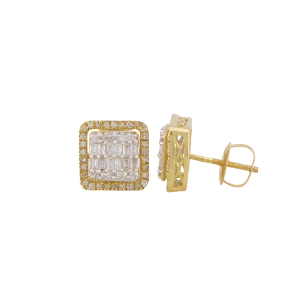Square Diamond Stud Earrings