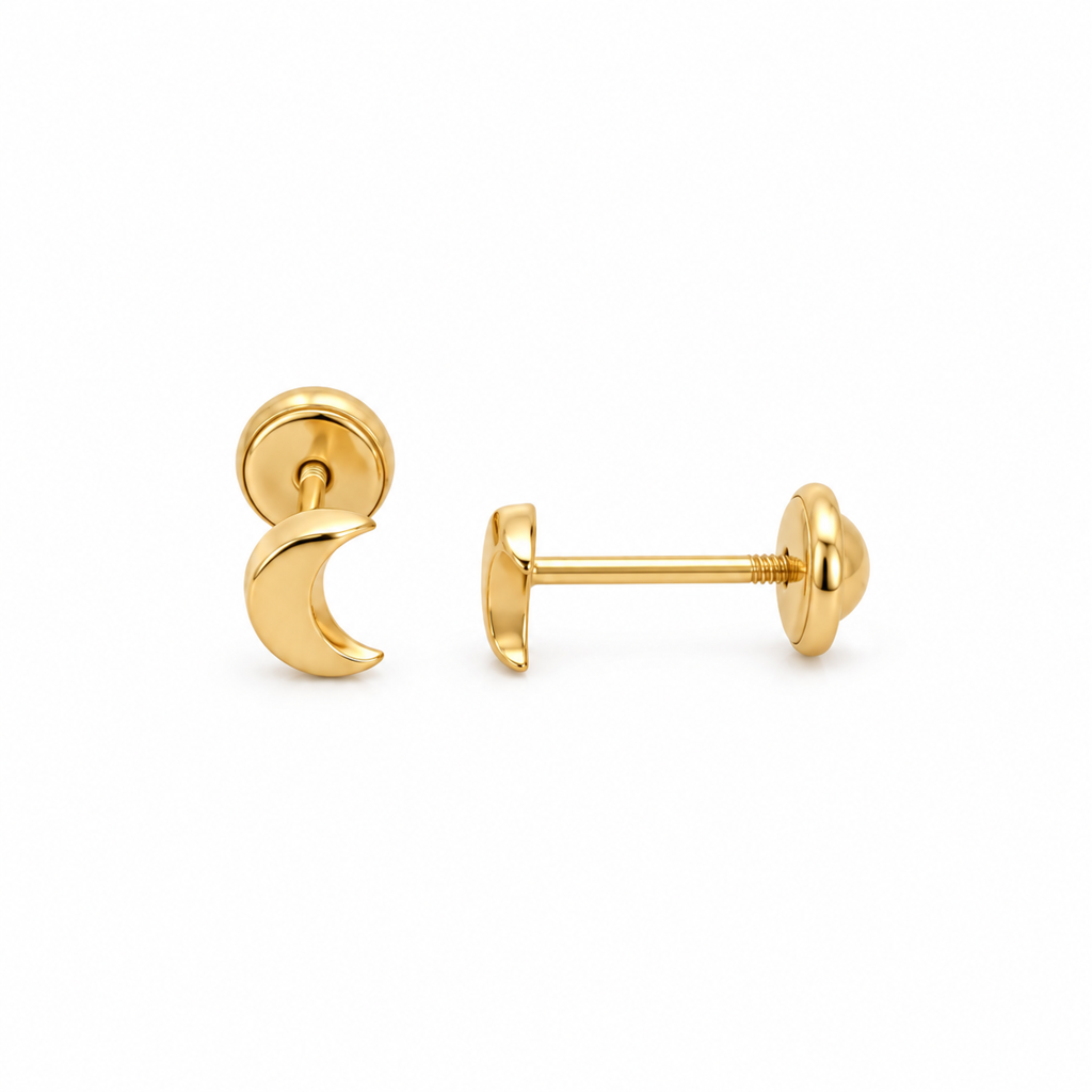 Moon Stud Earring 18K
