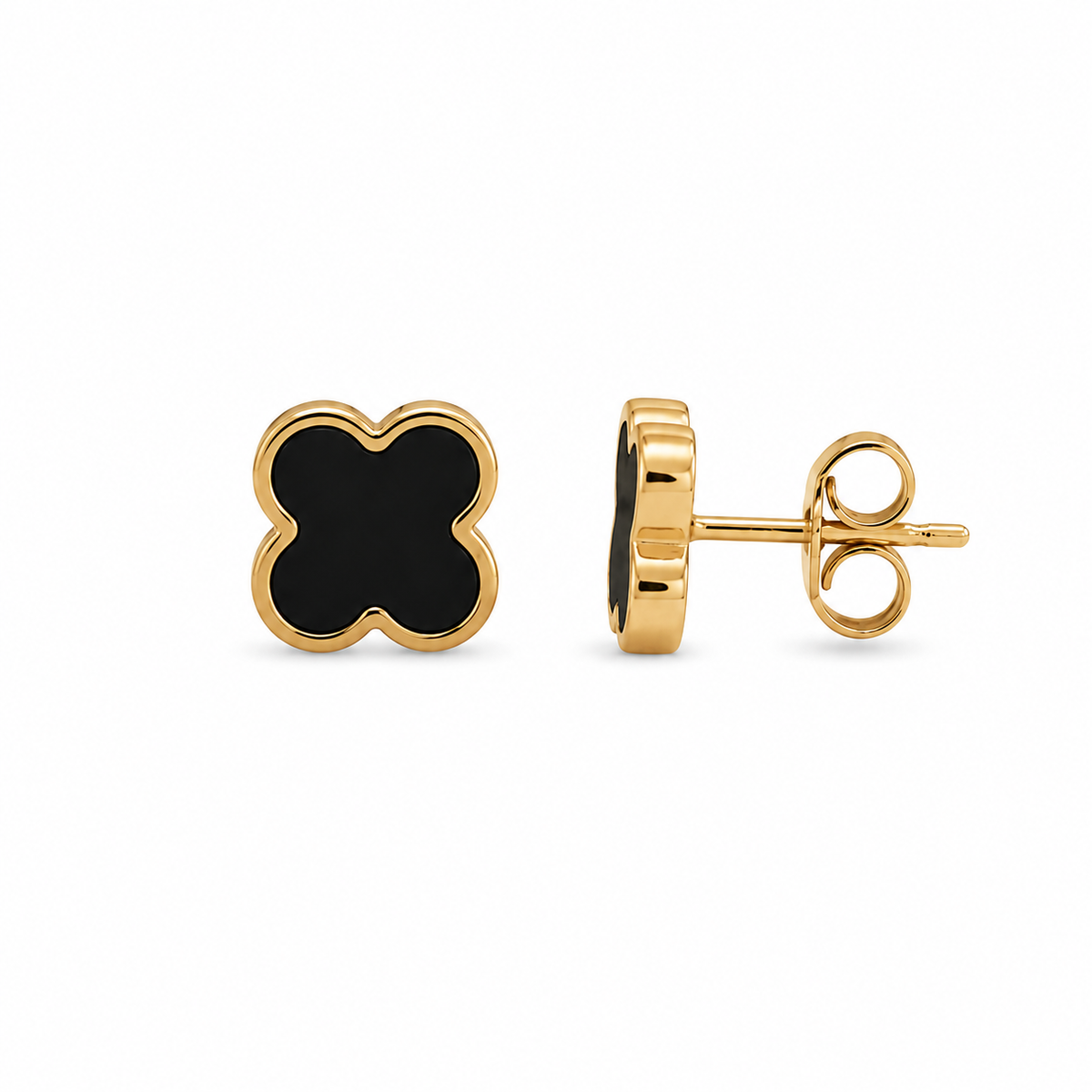 Black Trevol Stud Earrings