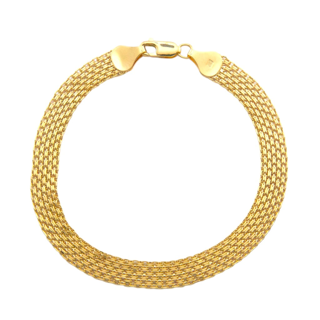 Bismark Link Bracelet 18K Italian Gold Size 8.5in x 7.3mm Weight 5.3G