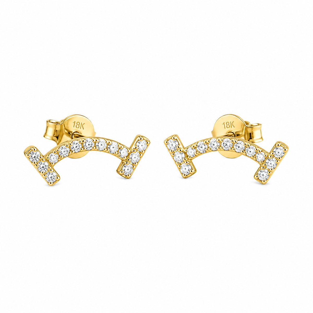 Bow with Zirconia Stud Earrings