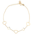 Hearts Bracelet 18K Italian Gold Size 7.5in Adjustable Weight 2G