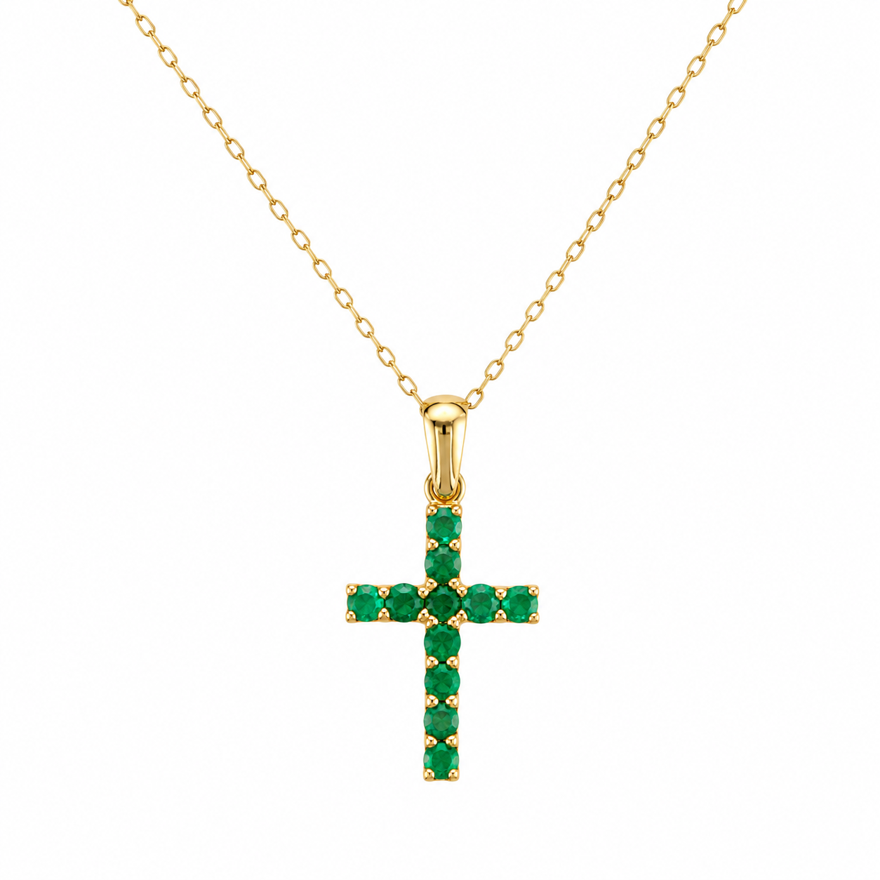Pendiente Cruz de Granate Oro Amarillo