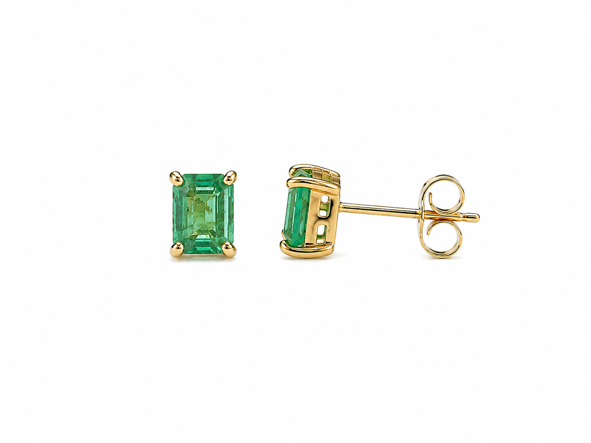 Square Emerald Stud Earrings