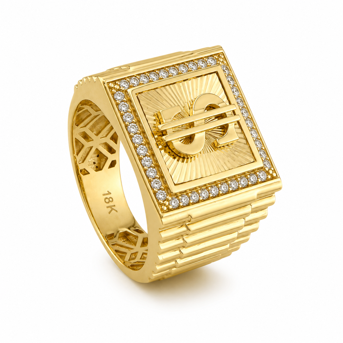 Fancy Dollar Men Ring 18k