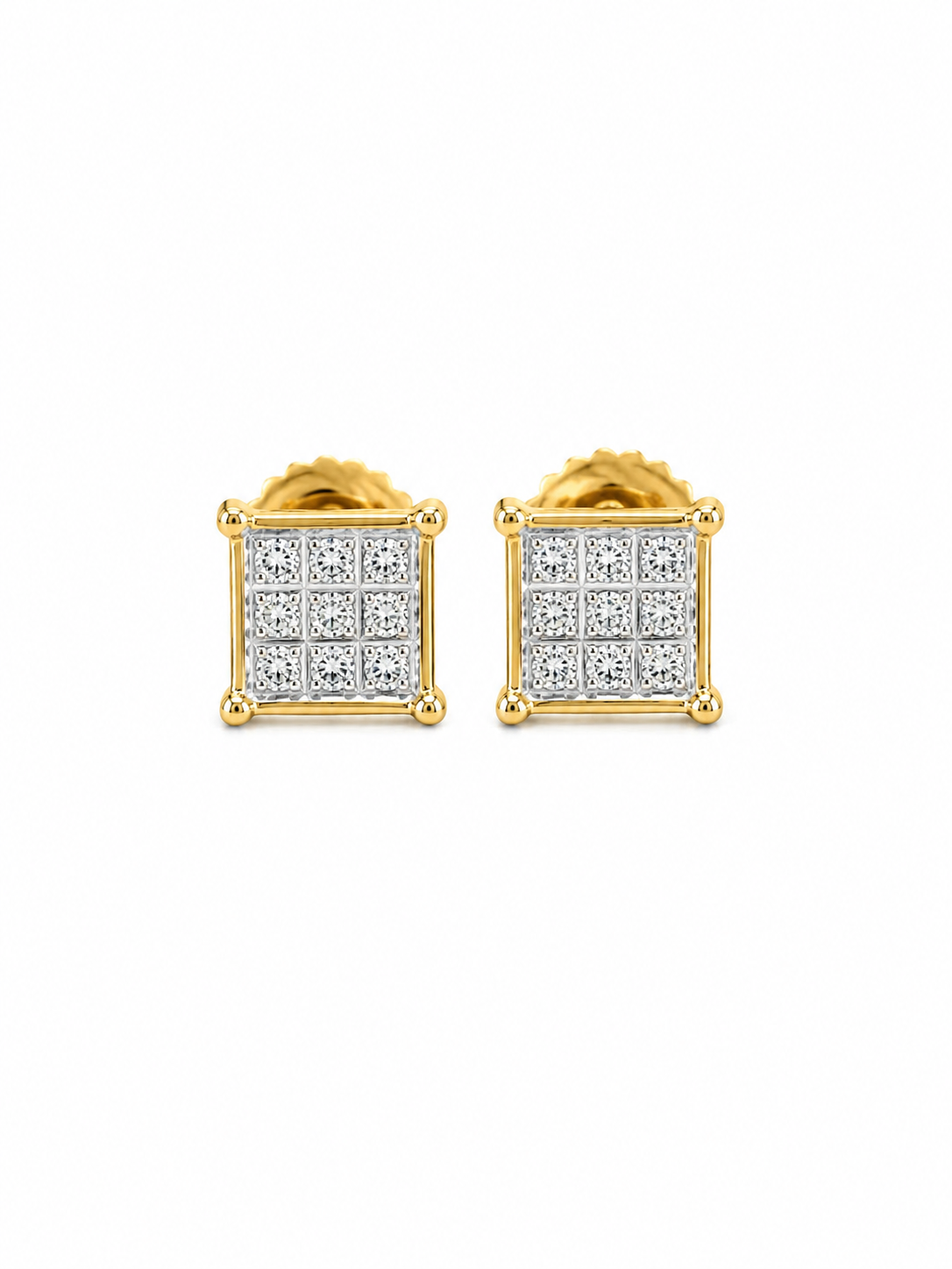 Square Diamond Stud Earrings