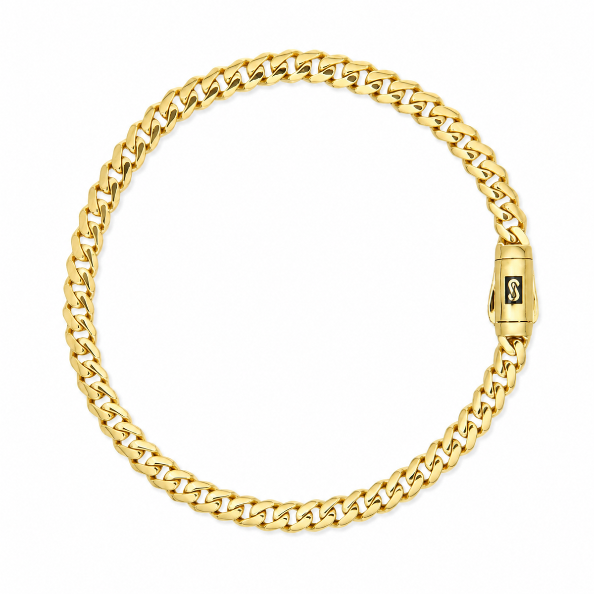 Monaco Link Bracelet 18K Italian Gold Size 8in x 5mm Weight 6.8G