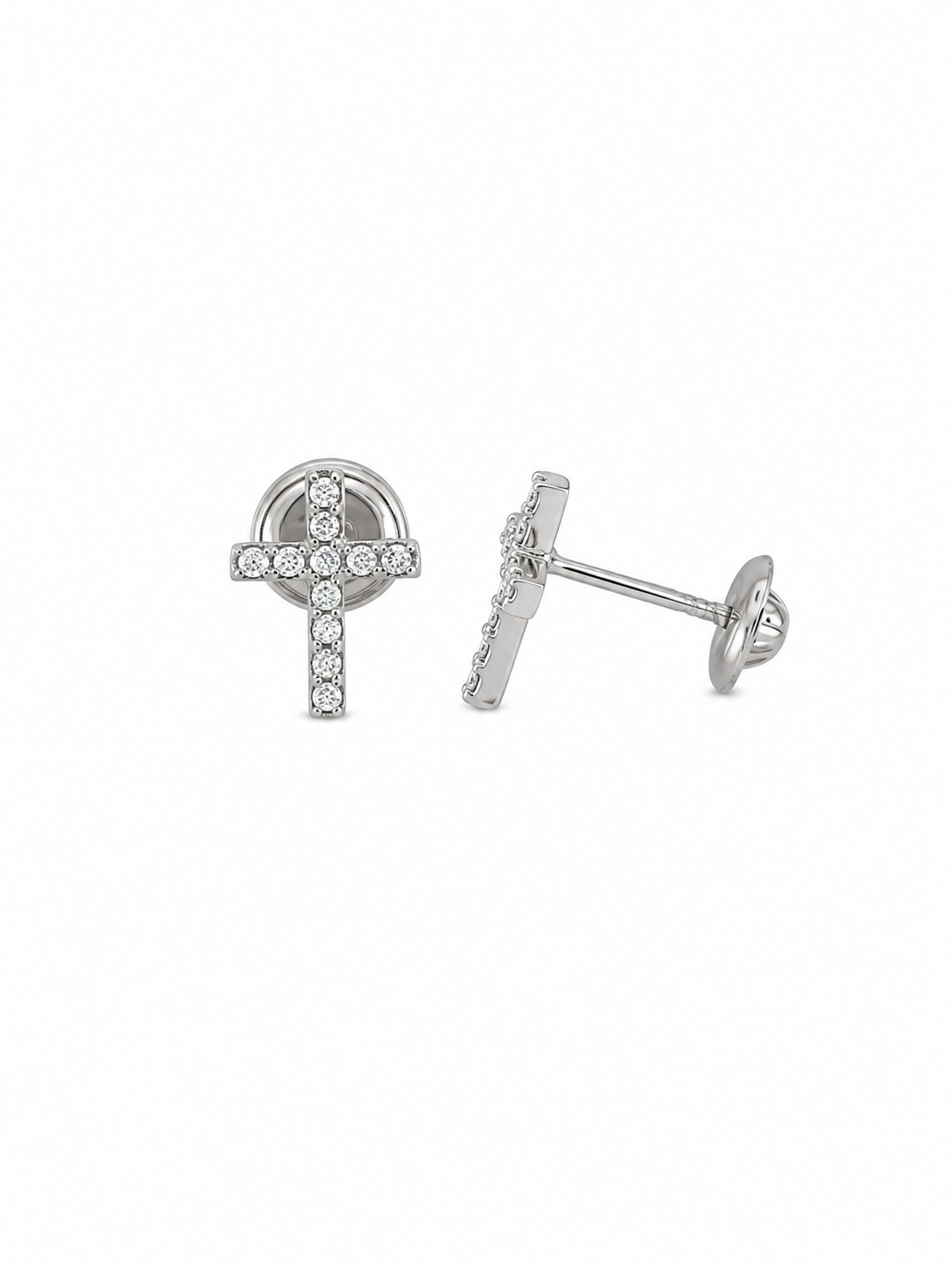 White Cross Stud Earrings