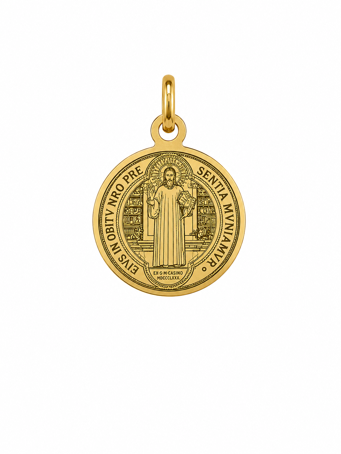 San Benito Abad Pendant 18K Italian Gold Size 16mm x 10mm Weight 0.5G