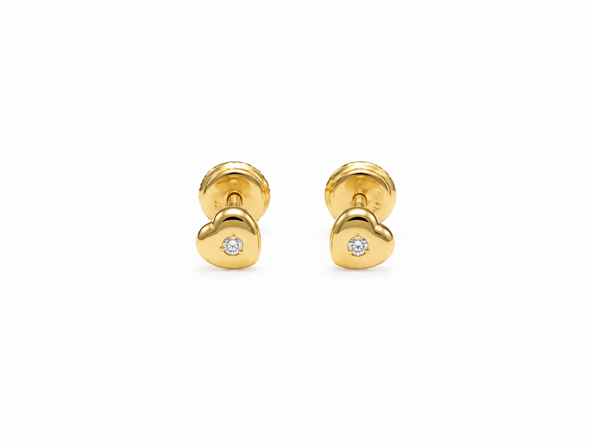 Fancy Zirconia Heart Stud Earrings