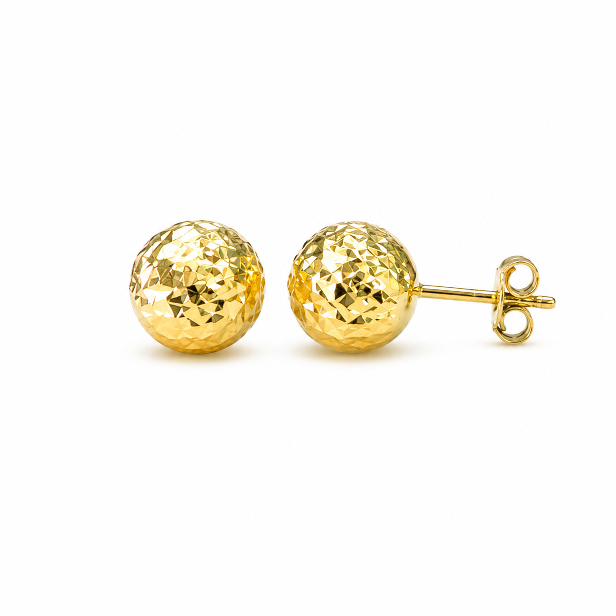 Diamond Cut Balls Stud Earrings
