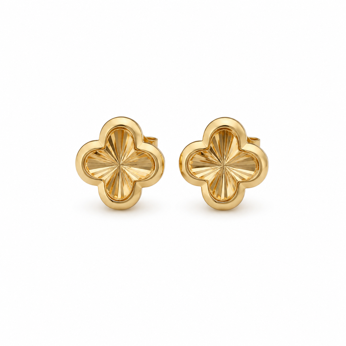 Gold Trevol Stud Earrings