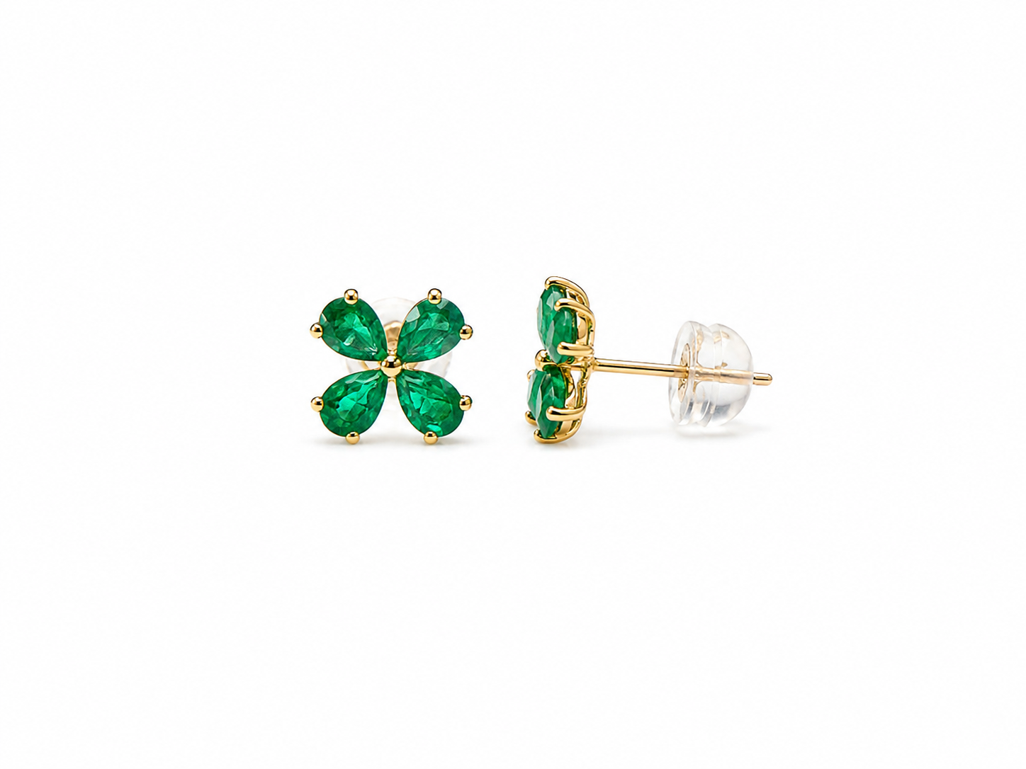 Emerald Flower Stud Earrings