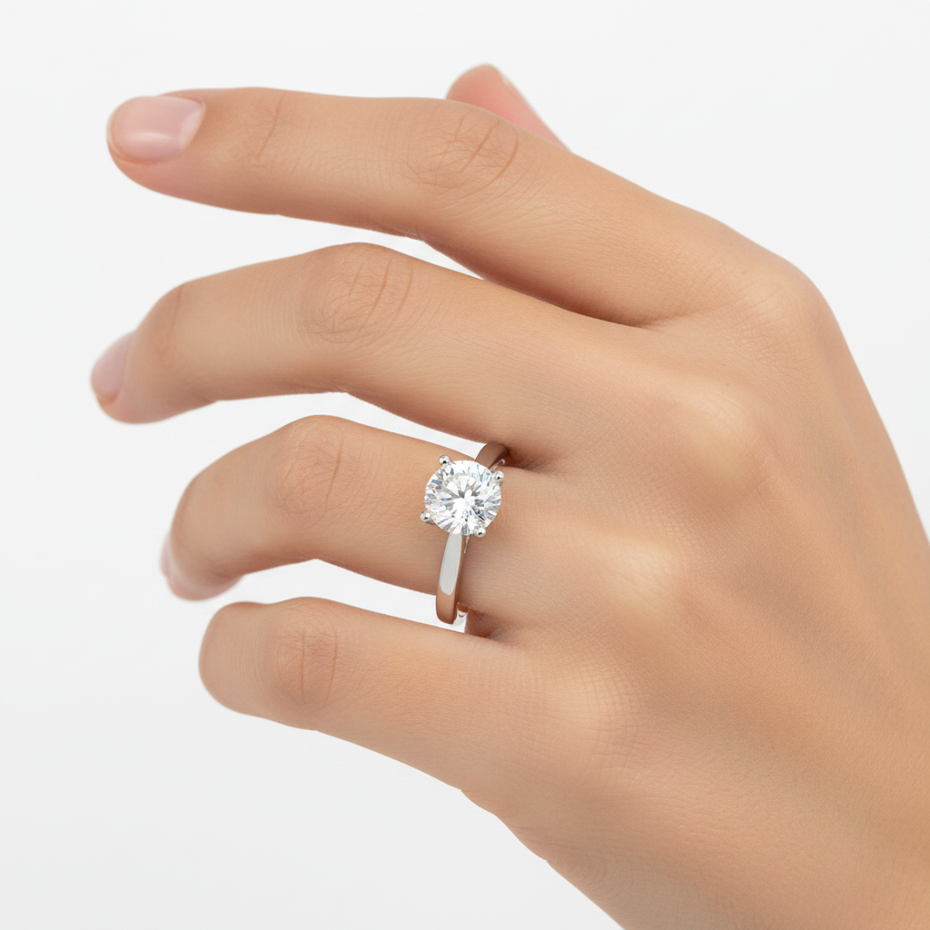 Solitaire White Ring