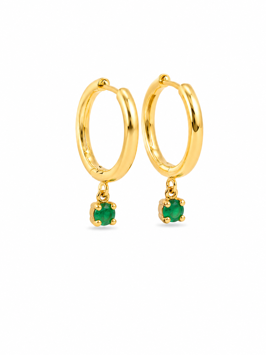 Emerald Huggie Earrings