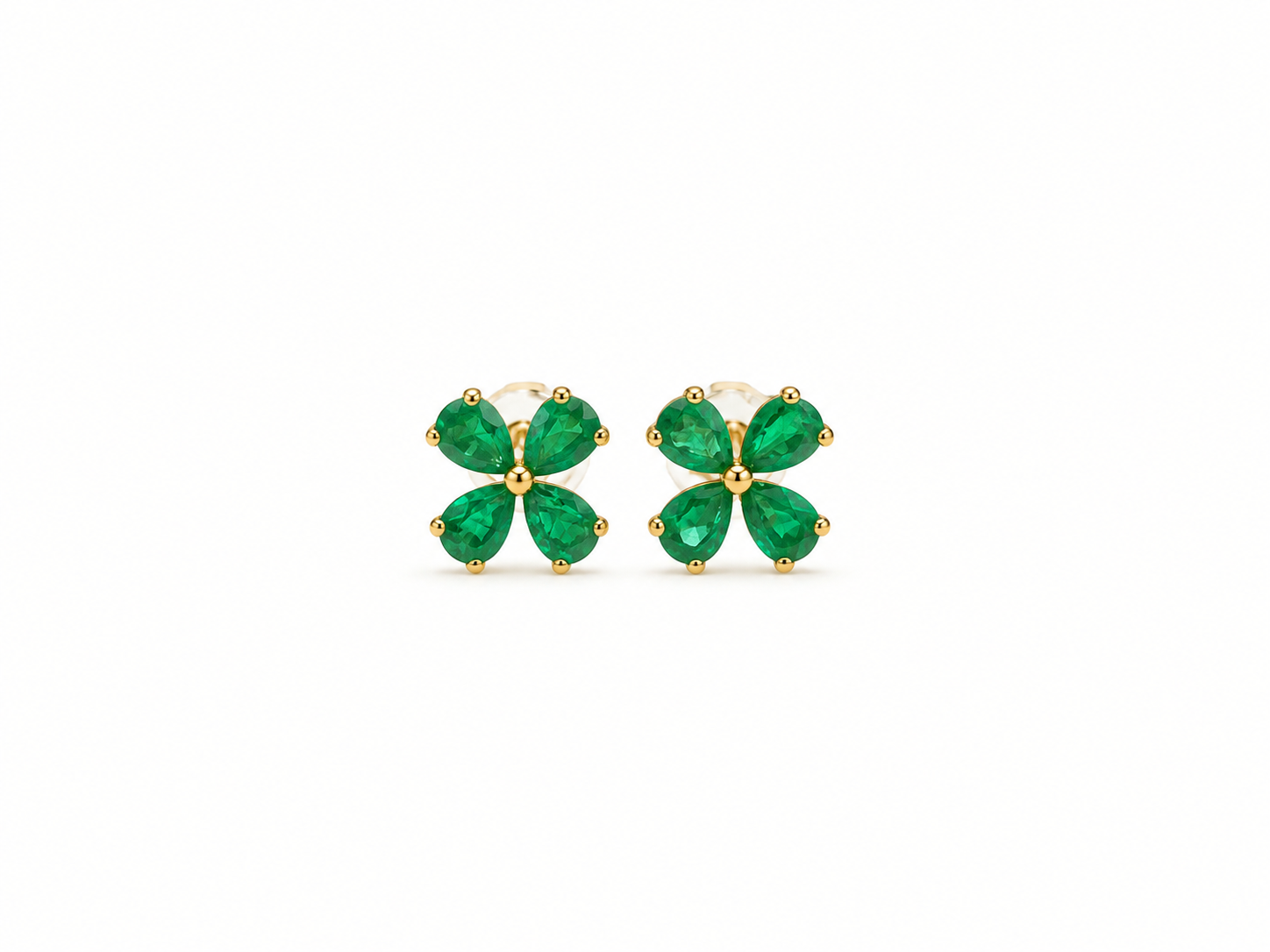 Emerald Flower Stud Earrings