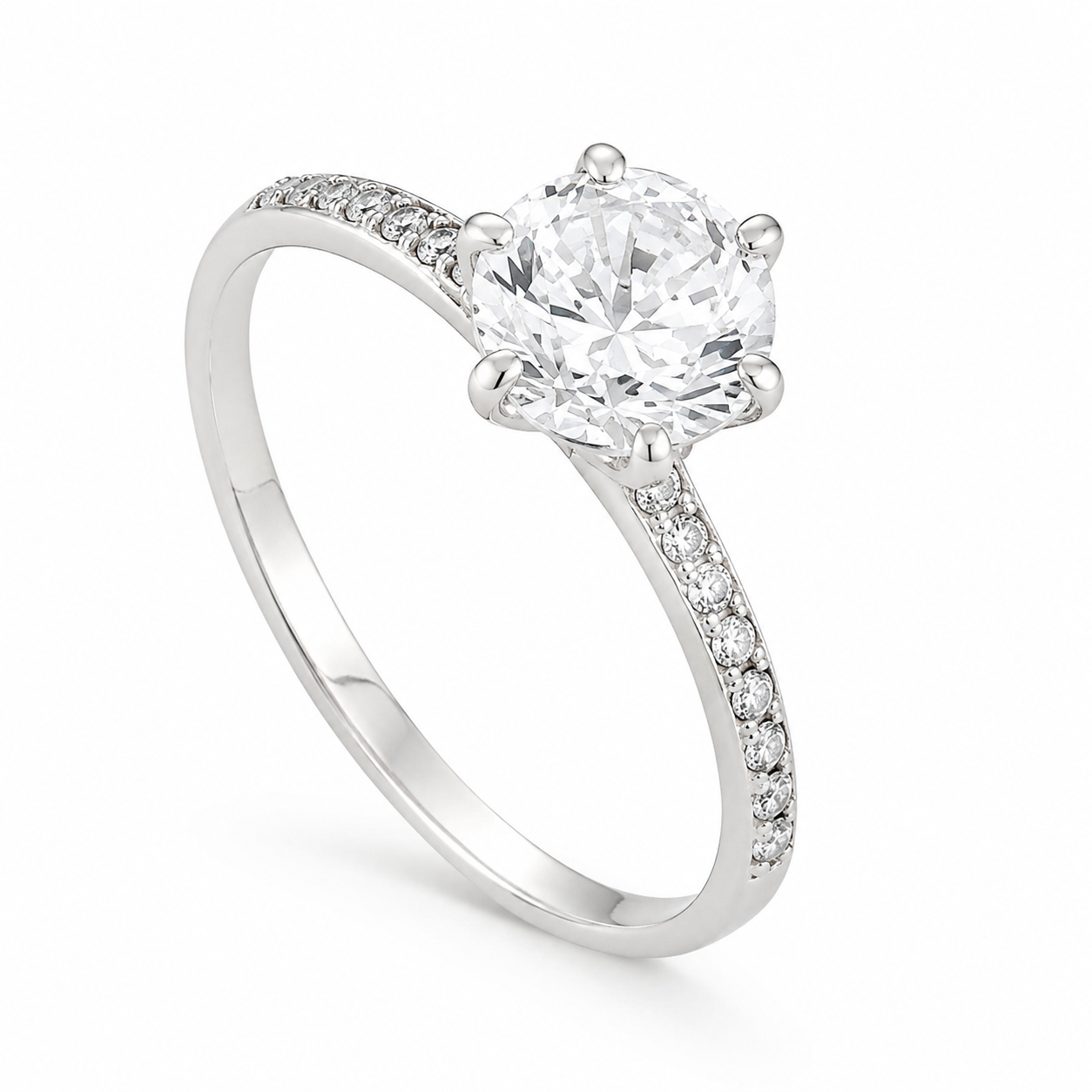 Solitaire White Ring