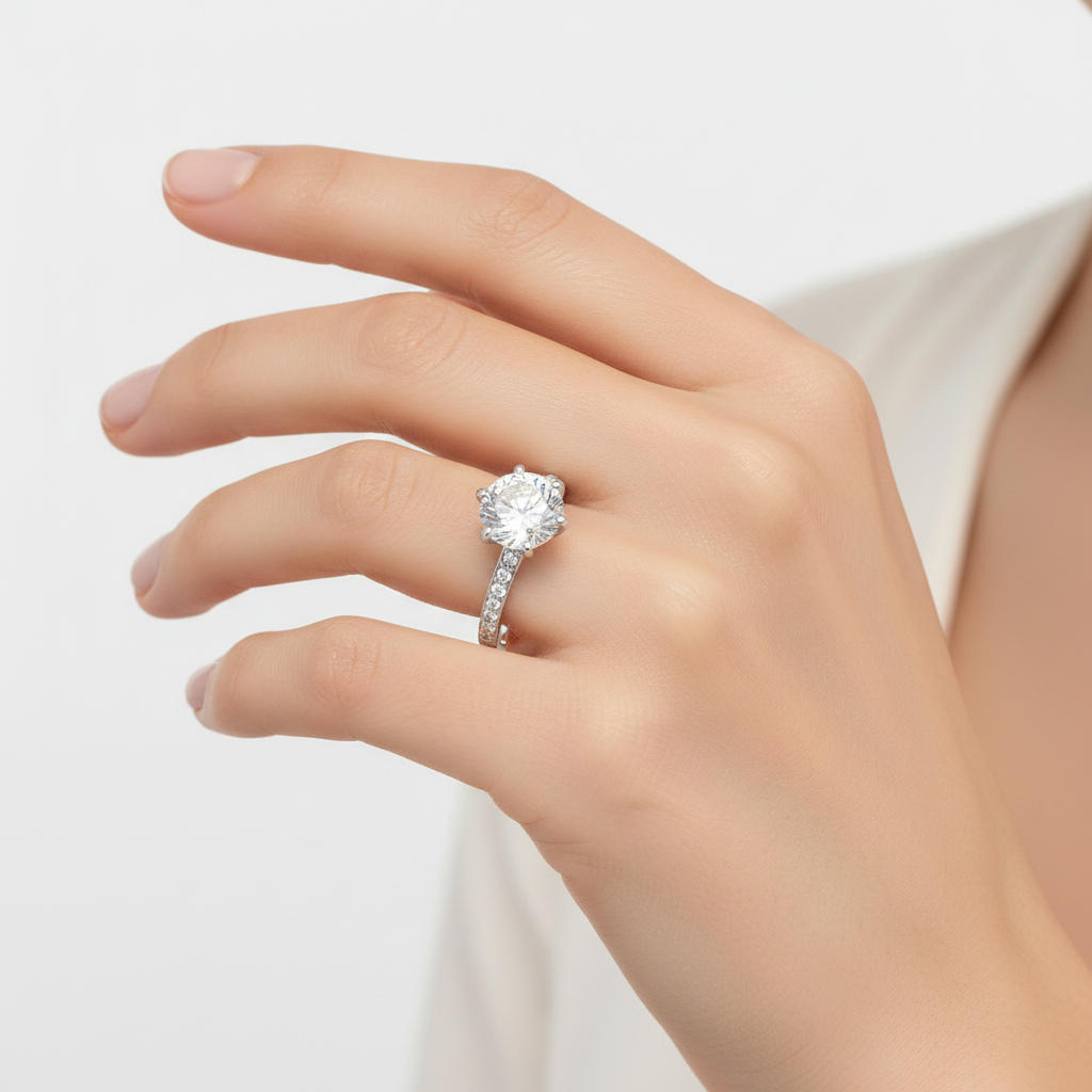 Solitaire White Ring