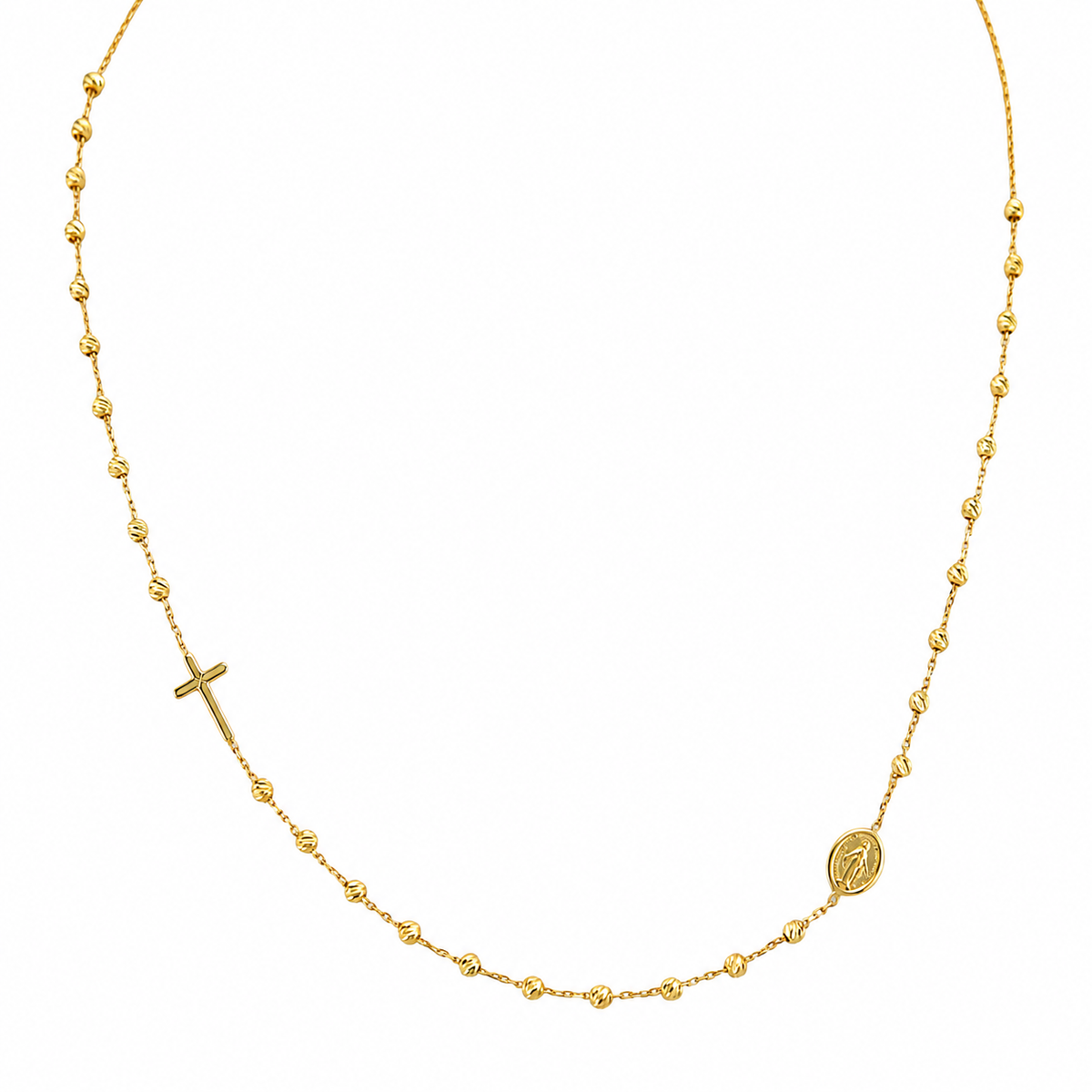 Rosary Necklace 18K Italian Gold Size 17in x 2.4mm Weight 3.4g