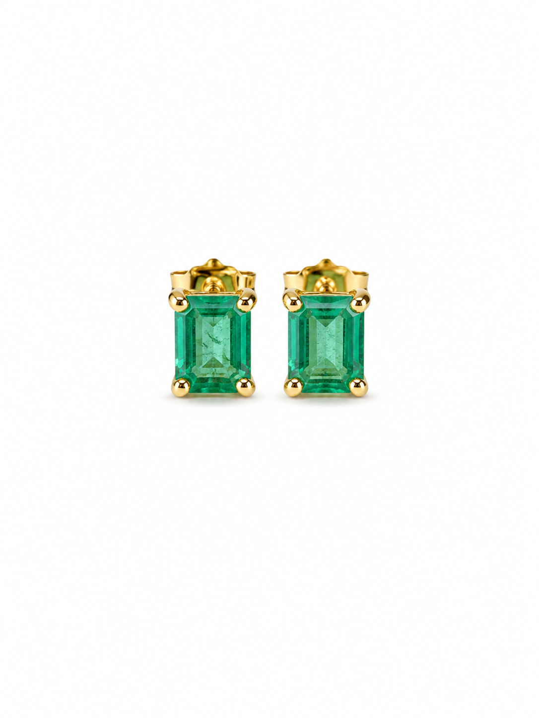 Square Emerald Stud Earrings