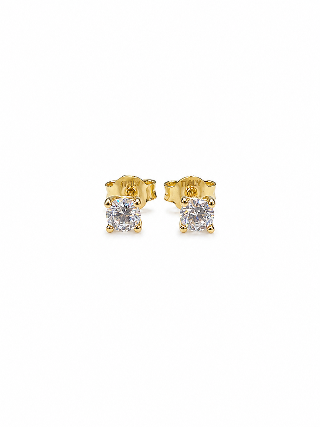 Fancy Zirconia Stud 18K Italian Gold Size 5mm x 5mm Weight 1.2G