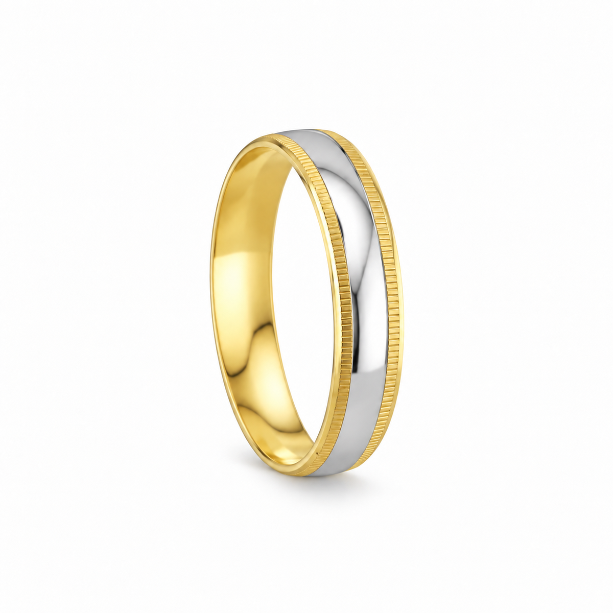 Bicolor Wedding Band 14k
